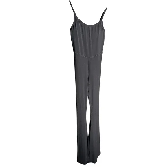 Aerie Offline Real Me Xtra Black Jumpsuit Sleeveless Flared Leg Medium - Picture 3 of 13